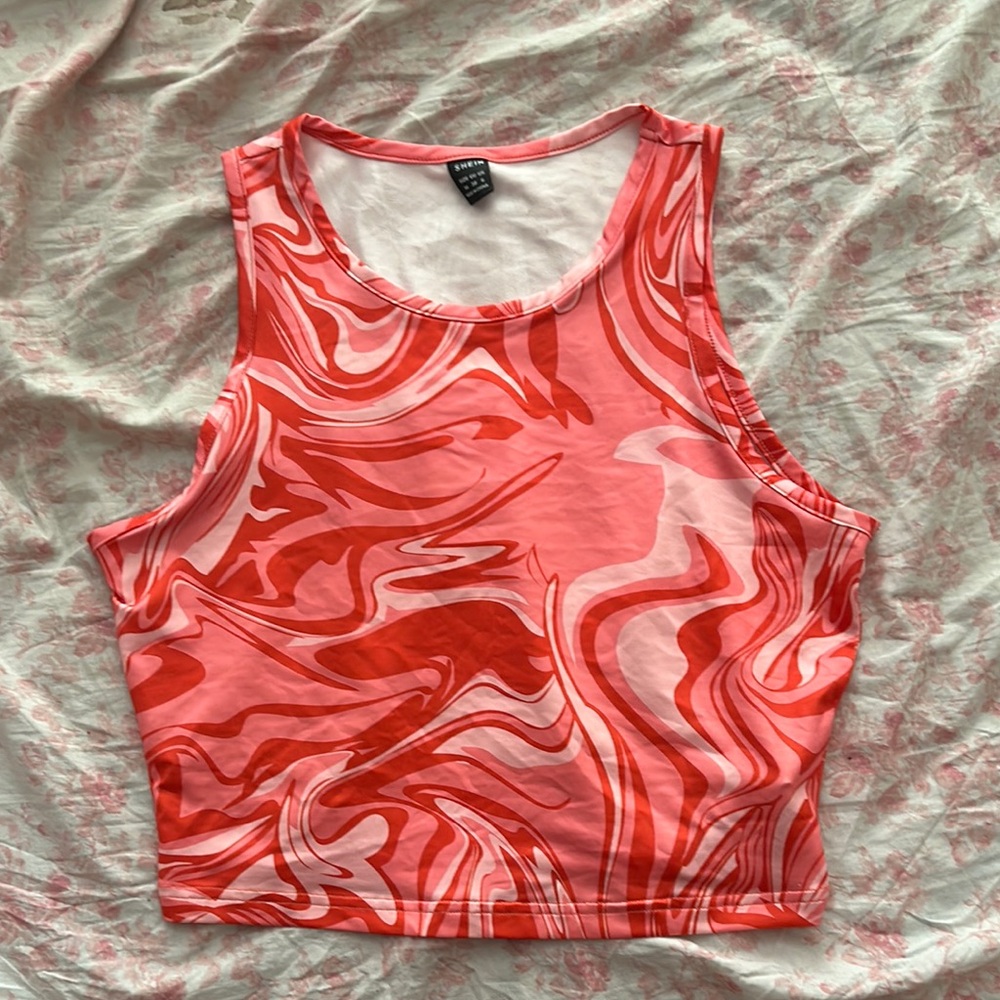 SHEIN Pink Fitted Crop Tank Top Sleeveless